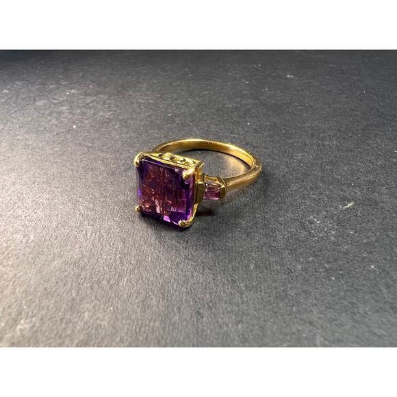 NEW African amethyst ring in vermeil yellow gold size 9 - Picture 9 of 16